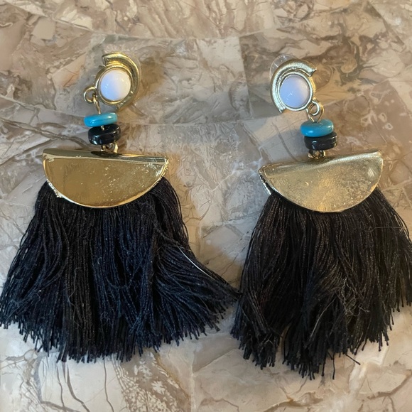 Black Tassel Earrings - Picture 1 of 2